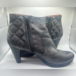 Hispanitas, size 39/8.5, grey ankle boots, leather, 3 inch heel, made in Spain